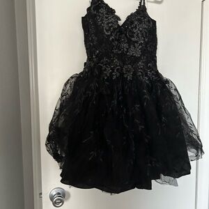 Dancing Queen Black Floral Kids Dress